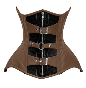 Heavy Duty 24 Double Steel Boned Waist Training Leather Underbust Tight Shaper Corset #8703-LE