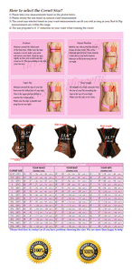 22 Double Steel Boned Waist Training Brocade & Genuine Leather Long Overbust Shaper Corset #8711-B