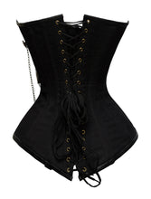 Load image into Gallery viewer, 22 Double Steel Boned Waist Training Cotton &amp; Genuine Leather Long Overbust Shaper Corset 8714-LE-TC