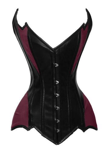 Heavy Duty 26 Double Steel Boned Waist Training Genuine Leather Overbust Shaper Corset #8718-LE