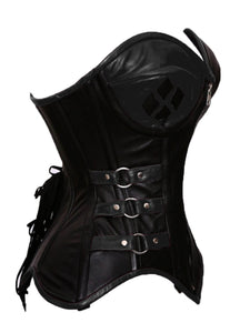 Heavy Duty 24 Double Steel Boned Waist Training Faux Leather Overbust Shaper Corset #8719-FL