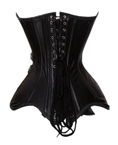 Heavy Duty 24 Double Steel Boned Waist Training Faux Leather Overbust Shaper Corset #8719-FL