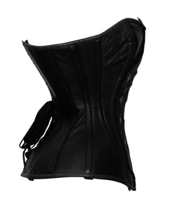 26 Double Steel Boned Waist Training Genuine Leather Overbust Tight Shaper Corset #8731-B-LE