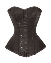 Load image into Gallery viewer, 26 Double Steel Boned Waist Training Genuine Leather Overbust Tight Shaper Corset #8731-B-LE