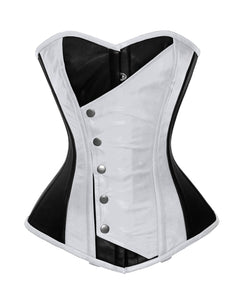 Heavy Duty 26 Double Steel Boned Waist Training Genuine Leather Overbust Tight Shaper Corset 8731-LE