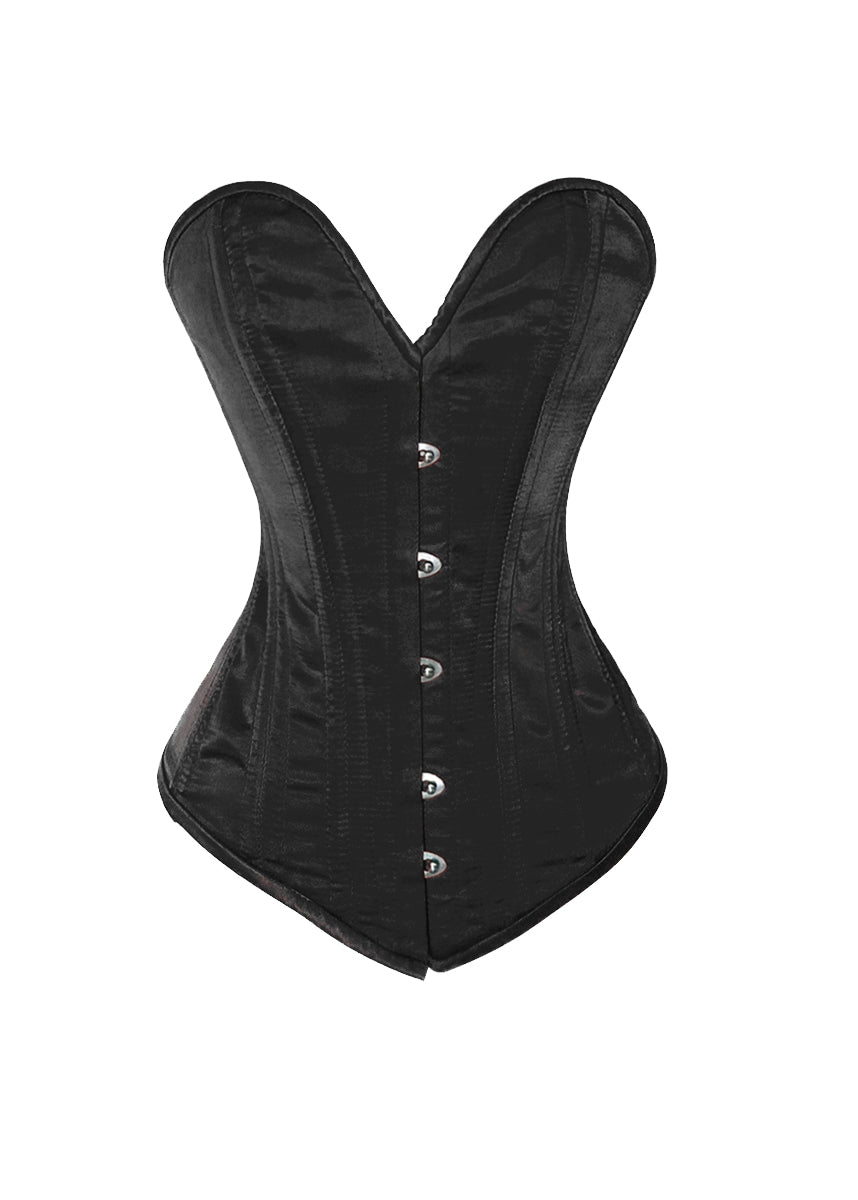 Heavy Duty 26 Double Steel Boned Waist Training Satin Overbust Tight Shaper Corset #8938-OT-SA