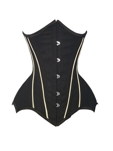 26 Double Steel Boned Waist Training Cotton & Satin Underbust Tight Shaper Corset #8960-SA-TC