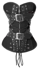 Load image into Gallery viewer, Heavy Duty 24 Double Steel Boned Waist Training Real Leather Overbust Tight Shaper Corset #8965-B-LE