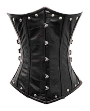 Load image into Gallery viewer, Heavy Duty 26 Double Steel Boned Waist Training Leather Underbust Tight Shaper Corset #9030-LE