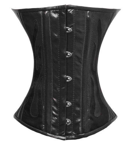 Heavy Duty 26 Double Steel Boned Waist Training Leather Underbust Tight Shaper Corset #9033-B-LE