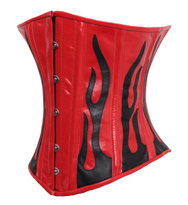 Heavy Duty 26 Double Steel Boned Waist Training Leather Underbust Tight Shaper Corset #9033-R-LE