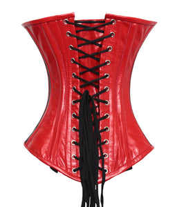 Heavy Duty 26 Double Steel Boned Waist Training Leather Underbust Tight Shaper Corset #9033-B-LE