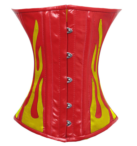 Heavy Duty 26 Double Steel Boned Waist Training Leather Underbust Tight Shaper Corset #9033-R-LE