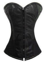 Load image into Gallery viewer, Heavy Duty 24 Double Steel Boned Waist Training Leather Overbust Tight Shaper Corset #9036-B-LE