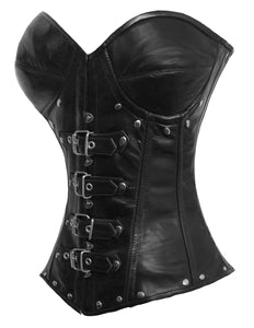 Heavy Duty 26 Double Steel Boned Waist Training Leather Overbust Tight Shaper Corset #9797-LE