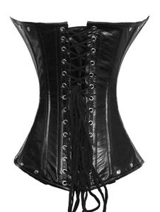 Heavy Duty 26 Double Steel Boned Waist Training Leather Overbust Tight Shaper Corset #9797-LE