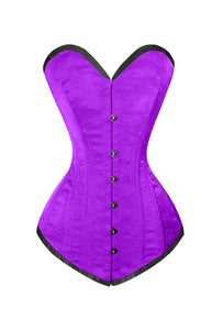 26 Double Steel Boned Waist Training Satin Long Overbust Wider Hips Shaper Corset #9937-BT-SA