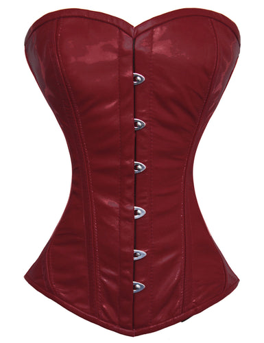 Heavy Duty 26 Double Steel Boned Waist Training LEATHER Overbust Tight Shaper Corset #9970-LE