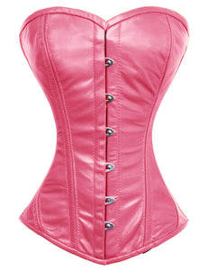 Heavy Duty 26 Double Steel Boned Waist Training LEATHER Overbust Tight Shaper Corset #9970-LE