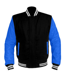 Original American Varsity Blue Leather Sleeve Letterman College Baseball Kid Wool Jackets #BLSL-WSTR-BZ