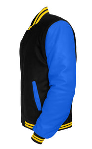 Original American Varsity Blue Leather Sleeve Letterman College Baseball Men Wool Jackets #BLSL-YSTR-BZ