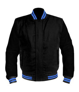 Original American Varsity Black Leather Sleeve Letterman College Baseball Men Wool Jackets #BSL-BLSTR-BZ
