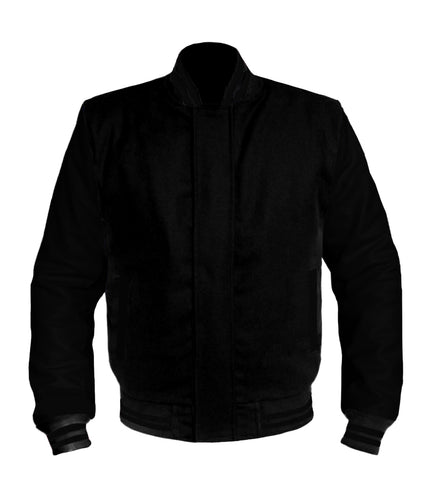 Original American Varsity Black Leather Sleeve Letterman College Baseball Men Wool Jackets #BSL-BSTR-BZ