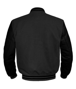Original American Varsity Black Leather Sleeve Letterman College Baseball Men Wool Jackets #BSL-BSTR-BZ