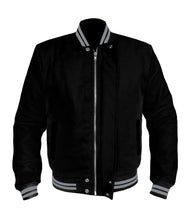 Load image into Gallery viewer, Original American Varsity Black Leather Sleeve Letterman College Baseball Women Wool Jackets #BSL-GYSTR-BZ