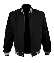 Load image into Gallery viewer, Original American Varsity Black Leather Sleeve Letterman College Baseball Women Wool Jackets #BSL-GYSTR-BZ