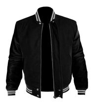 Load image into Gallery viewer, Original American Varsity Black Leather Sleeve Letterman College Baseball Women Wool Jackets #BSL-GYSTR-BZ