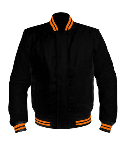 Original American Varsity Black Leather Sleeve Letterman College Baseball Men Wool Jackets #BSL-ORSTR-BZ