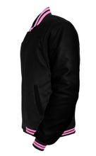 Load image into Gallery viewer, Original American Varsity Black Leather Sleeve Letterman College Baseball Women Wool Jackets #BSL-PKSTR-BZ
