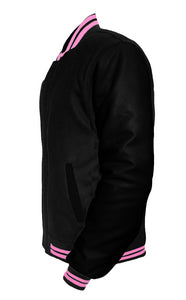 Original American Varsity Black Leather Sleeve Letterman College Baseball Women Wool Jackets #BSL-PKSTR-BZ