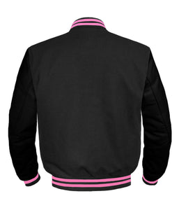 Original American Varsity Black Leather Sleeve Letterman College Baseball Women Wool Jackets #BSL-PKSTR-BZ