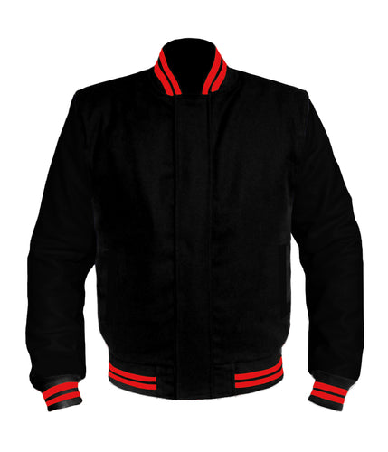 Original American Varsity Black Leather Sleeve Letterman College Baseball Men Wool Jackets #BSL-RSTR-BZ