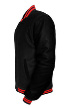 Load image into Gallery viewer, Original American Varsity Black Leather Sleeve Letterman College Baseball Men Wool Jackets #BSL-RSTR-BZ