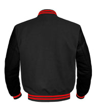 Load image into Gallery viewer, Original American Varsity Black Leather Sleeve Letterman College Baseball Kid Wool Jackets #BSL-RSTR-BZ