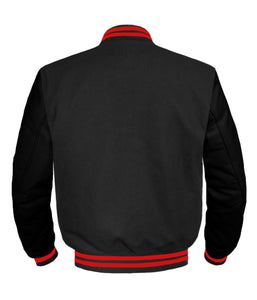 Original American Varsity Black Leather Sleeve Letterman College Baseball Kid Wool Jackets #BSL-RSTR-BZ