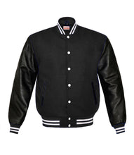 Load image into Gallery viewer, Superb Genuine Black Leather Sleeve Letterman College Varsity Kid Wool Jackets #BSL-WSTR-WB