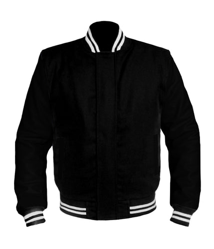 Original American Varsity Black Leather Sleeve Letterman College Baseball Men Wool Jackets #BSL-WSTR-BZ