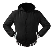 Load image into Gallery viewer, Superb Black Leather Sleeve Original American Varsity Letterman College Baseball Women Wool Hoodie Jackets #BSL-WSTR-BB-H