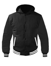 Load image into Gallery viewer, Superb Black Leather Sleeve Original American Varsity Letterman College Baseball Women Wool Hoodie Jackets #BSL-WSTR-BB-H