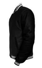 Load image into Gallery viewer, Original American Varsity Black Leather Sleeve Letterman College Baseball Men Wool Jackets #BSL-WSTR-BZ