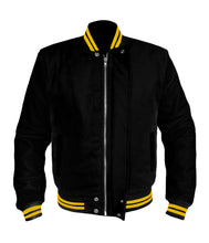 Load image into Gallery viewer, Original American Varsity Black Leather Sleeve Letterman College Baseball Kid Wool Jackets #BSL-YSTR-BZ