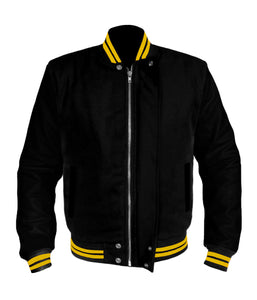 Original American Varsity Black Leather Sleeve Letterman College Baseball Kid Wool Jackets #BSL-YSTR-BZ