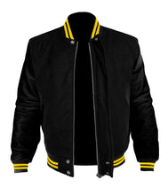 Load image into Gallery viewer, Original American Varsity Black Leather Sleeve Letterman College Baseball Kid Wool Jackets #BSL-YSTR-BZ