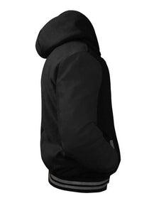Superb Black Leather Sleeve Original American Varsity Letterman College Baseball Kid Wool Hoodie Jackets #BSL-GYSTR-BB-H