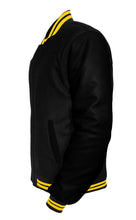 Load image into Gallery viewer, Original American Varsity Black Leather Sleeve Letterman College Baseball Men Wool Jackets #BSL-YSTR-BZ