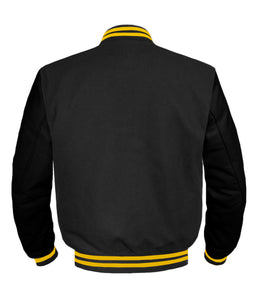 Original American Varsity Black Leather Sleeve Letterman College Baseball Kid Wool Jackets #BSL-YSTR-BZ